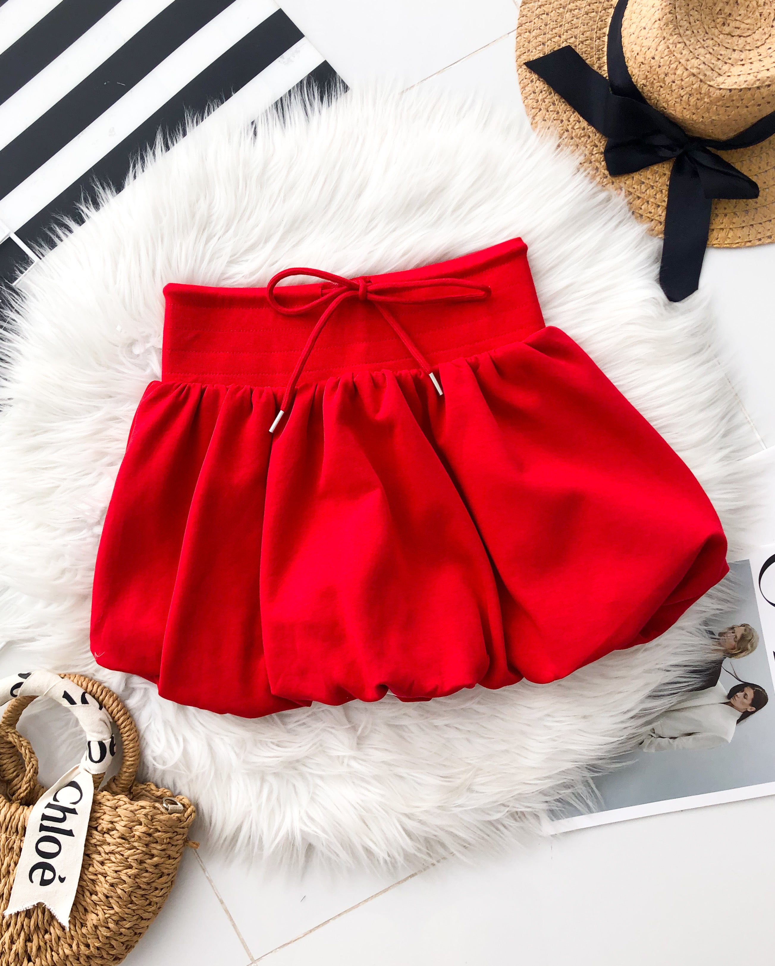 【S655】🧧 宠粉福利回馈 🧧 高品质抽绳花苞蓬蓬高腰百搭裙子，内层有里布短裤 ❤️❤️