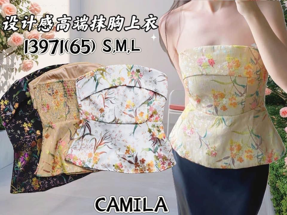 【T91266】高品质雪尼尔提花抹胸性感风上衣，塑胶防滑，后副伸缩弹力 ❤❤ 【B-R1-C3】
