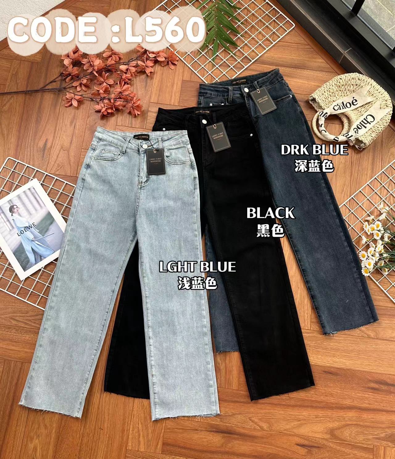 【L560】高品质高腰修身显瘦牛仔窄脚九分长裤，有口袋 #COTTON弹力牛仔面料 ❤️❤️