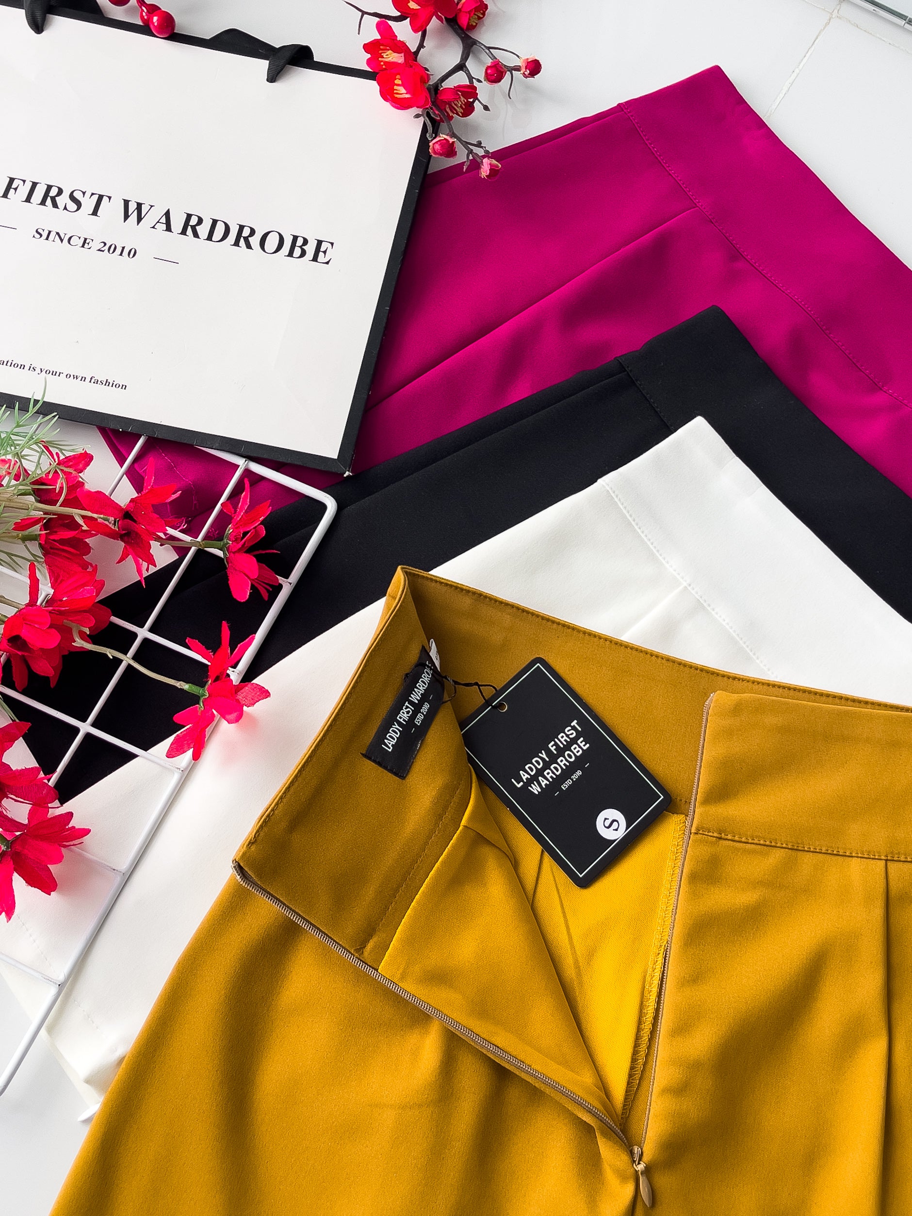 【S7973】独家爆款高品质A字裙西装高腰百搭裤裙，前裙后裙有口袋，右边拉链开叉设计 【C-R1-C6】