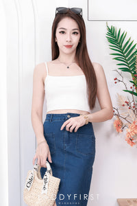 【T3395】独家爆款方领无袖肩带纯棉弹力内搭上衣 ❤❤ 【B-R2-C1】