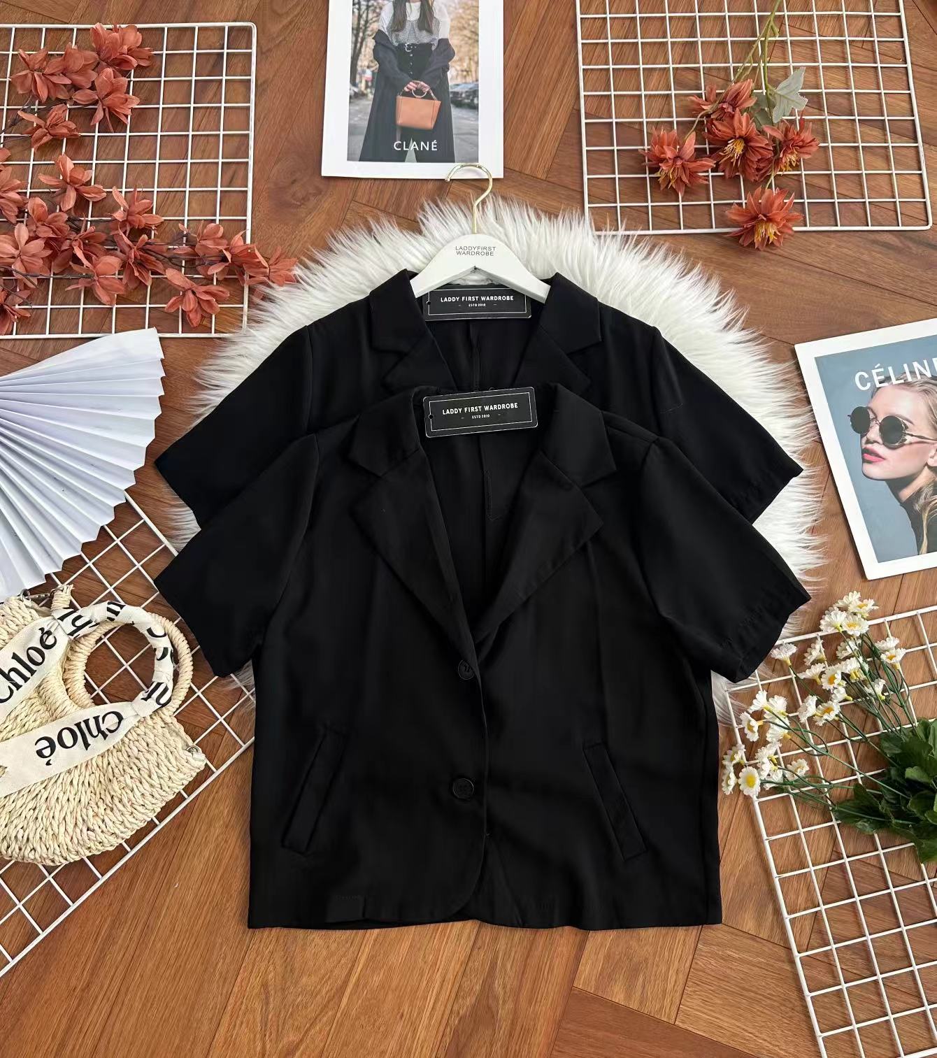 【JK239】高品质西装飘逸感翻领短袖上衣/外套 ❤️❤️