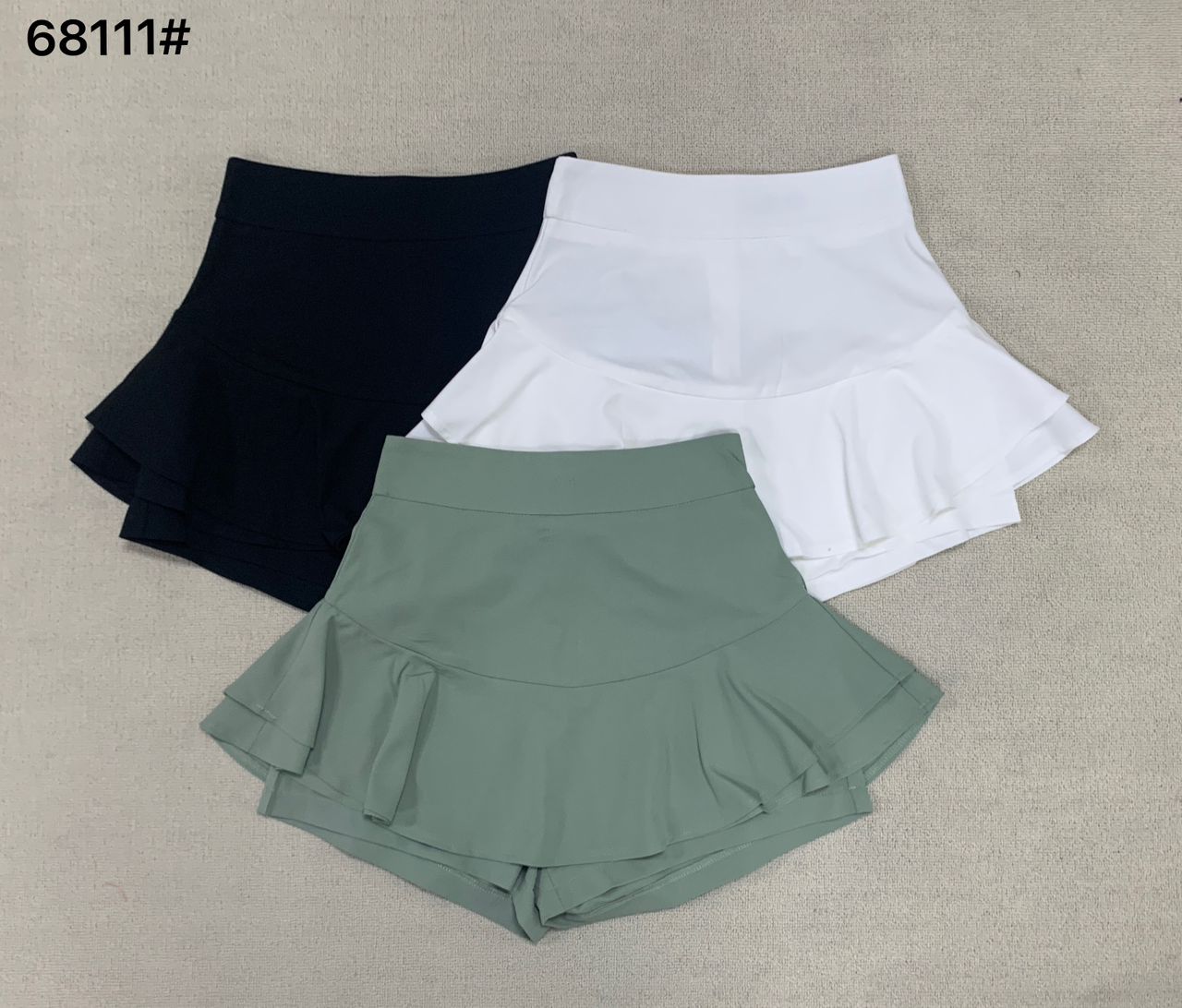 【S68111】假两件双层荷叶摆不包臀西装高腰裤裙