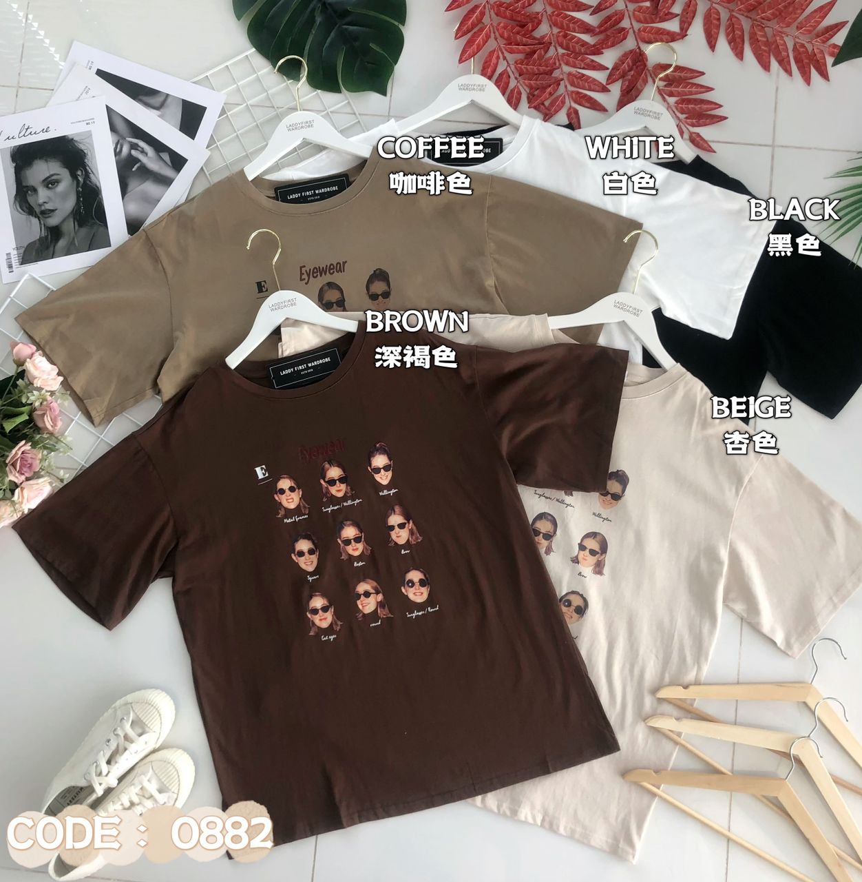 【O882】印图圆领短袖宽松休闲Oversized 上衣 ❤️❤️