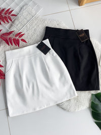 【S2129】【网站福利款✨】独家爆款高品质简约百搭款A字西装高腰裙子，内层有里布短裤，有口袋 ❤️❤️ 【C-R3-C4】