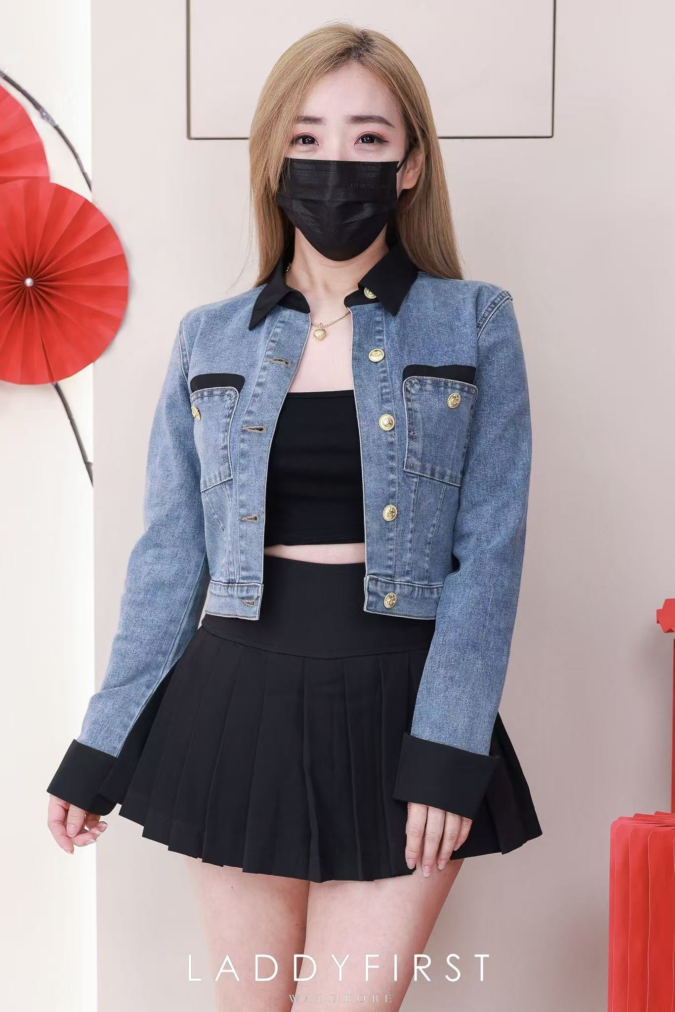 【JK3460】【LFW独家小圆饼】高品质COTTON JEANS精致纽扣翻领长袖百搭牛仔外套 ❤❤