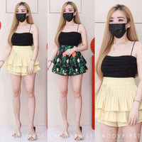 【S68135】【LFW独家小圆饼】【直播间搭配】双层蛋糕百褶荷叶边高腰显瘦西装裙子，内层防走光短裤 ❤️❤️ 【C-R3-C5】