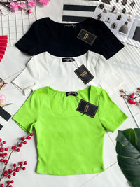 【T3450】独家爆款方领前双层短袖纯棉弹力简约休闲百搭上衣 ❤️❤️ 【B-R2-C2】