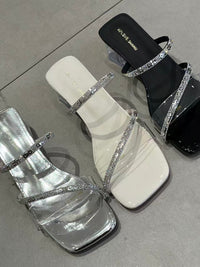 【R2777】✨现货✨高品质法式水钻方头高跟鞋 👠