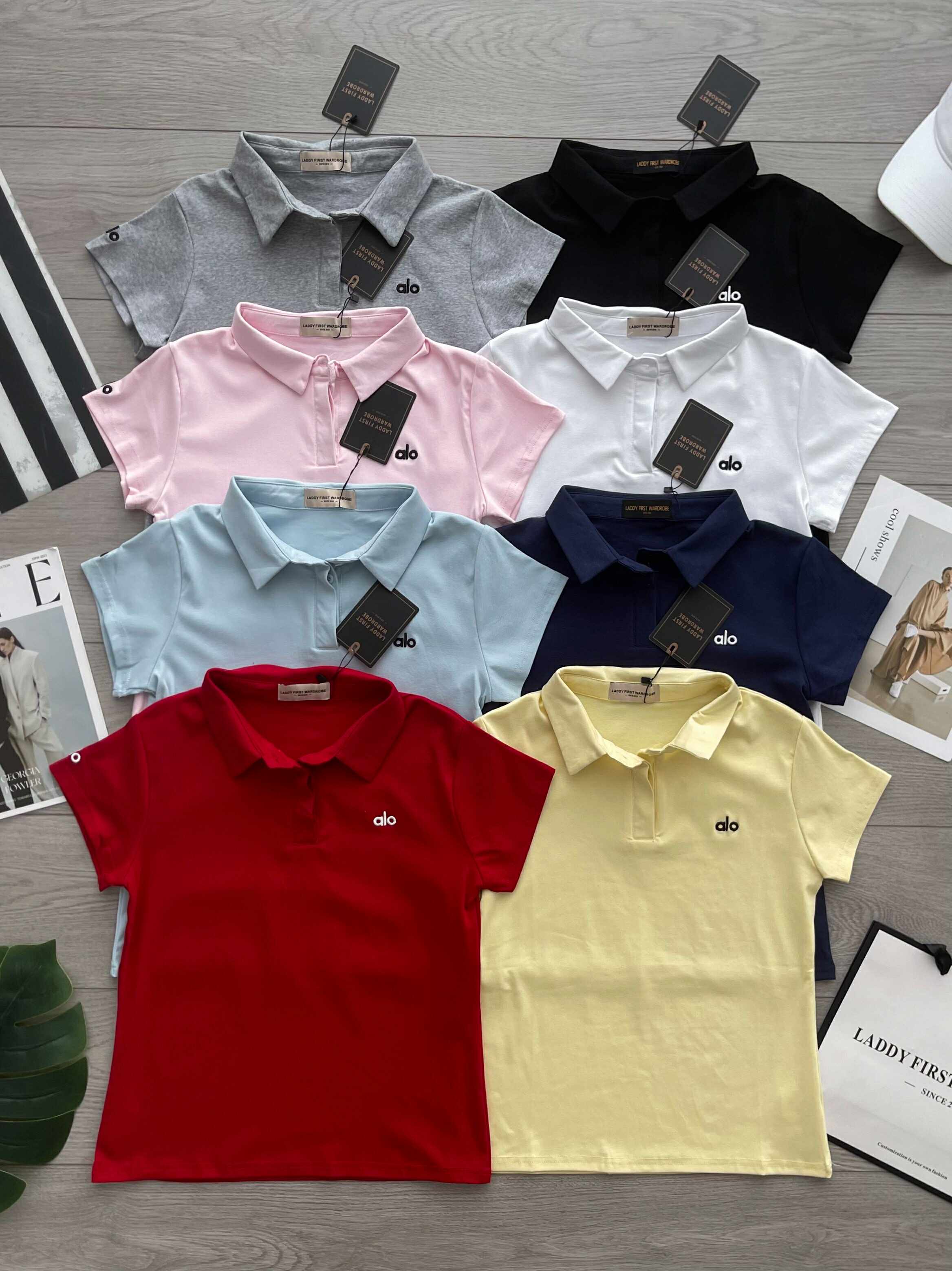 【T3317】高品质纯棉弹力alo刺绣polo翻领短袖简约休闲百搭上衣 ❤️❤️