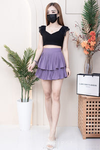 【S68114】【独家小圆饼】双层蛋糕百褶荷叶边高腰显瘦西装裙子，内层里布短裤【B-R1-C2】