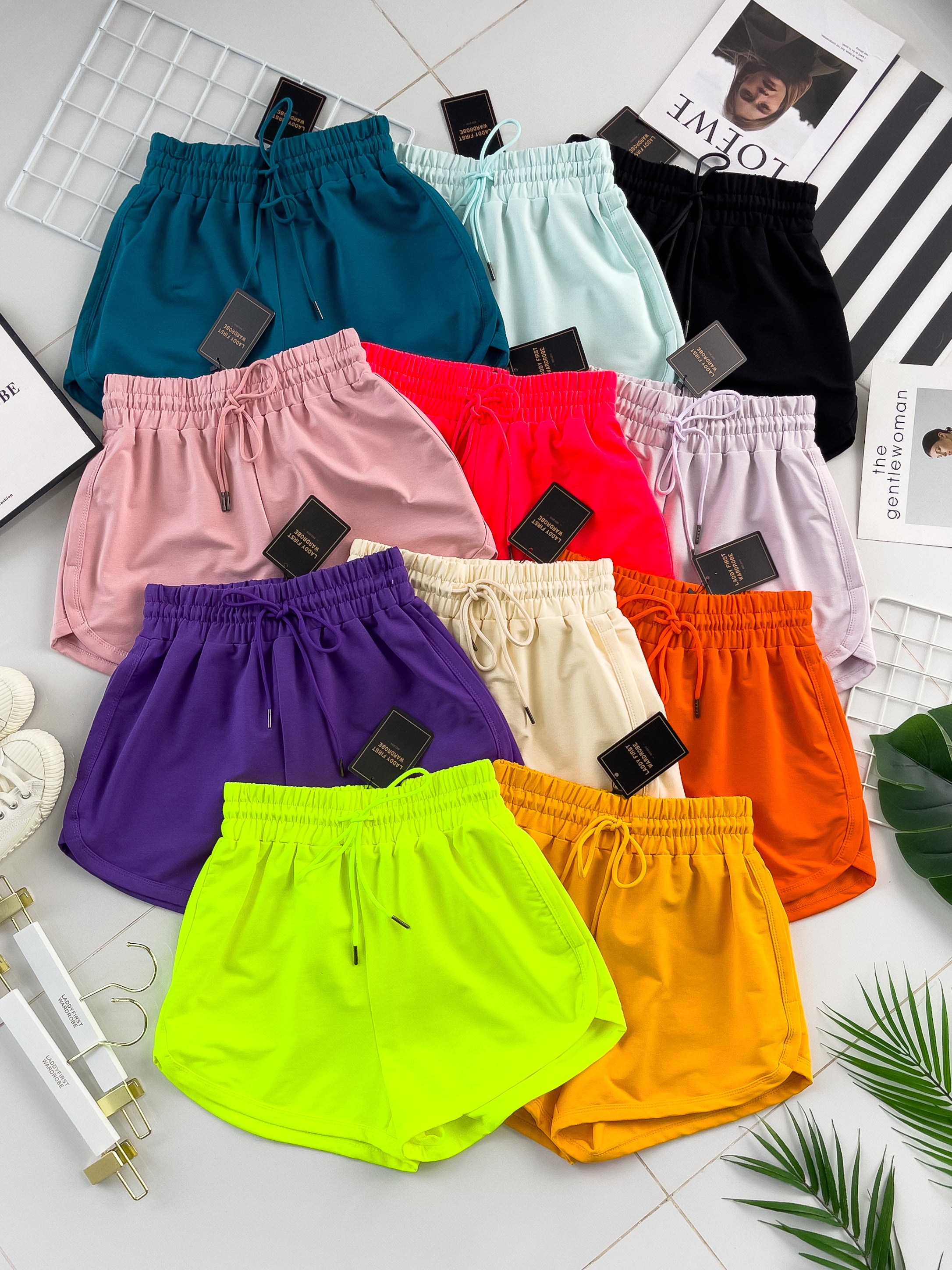 【S80597】独家爆款多巴胺色系卫衣棉质松紧弹力高腰休闲百搭短，有口袋 ❤️❤️ 【B-R2-C3】
