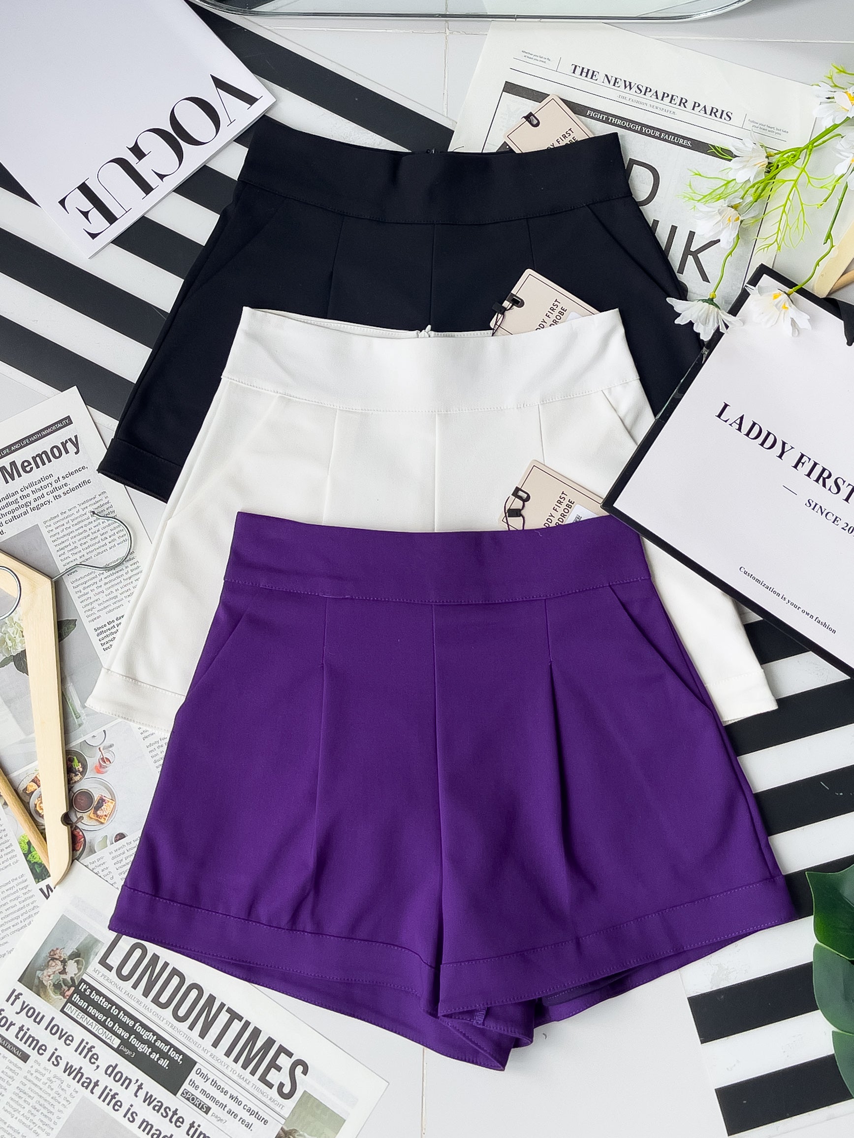 【S38643】独家爆款高品质版型绝美高腰显脚长高腰西装百搭短裤，有口袋 #内层有里布 #百搭必备 🔥🔥 【B-R2-C4】