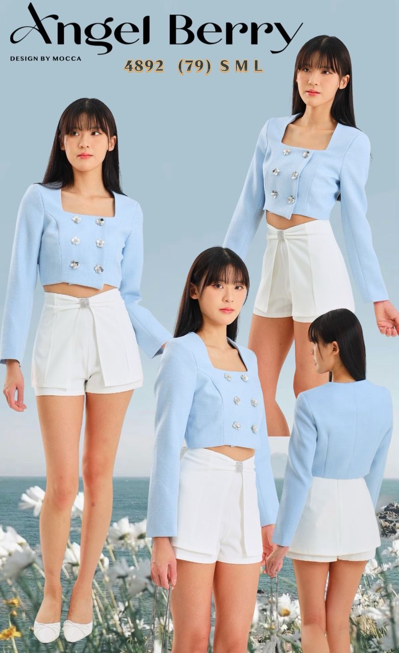 【T25221】高品质贵气花形鳞片设计方领长袖小香风上衣❤️❤️【H】