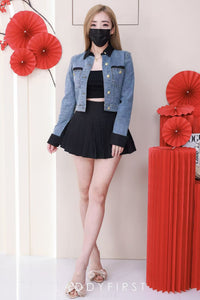 【JK3460】【LFW独家小圆饼】高品质COTTON JEANS精致纽扣翻领长袖百搭牛仔外套 ❤❤