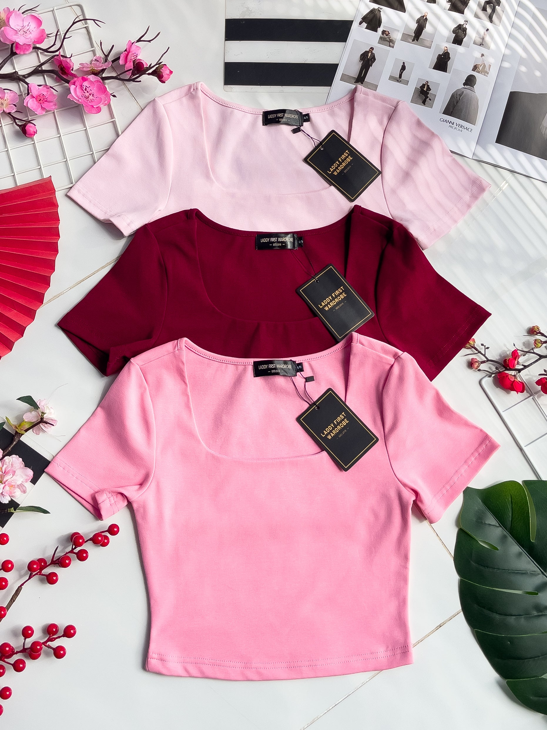 【T3450】独家爆款方领前双层短袖纯棉弹力简约休闲百搭上衣 ❤️❤️ 【B-R2-C2】