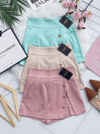 【S76881】独家爆款假两件西装高腰百搭休闲A字小开叉设计裤裙，前裙后裤，有口袋【C-R2-C1】