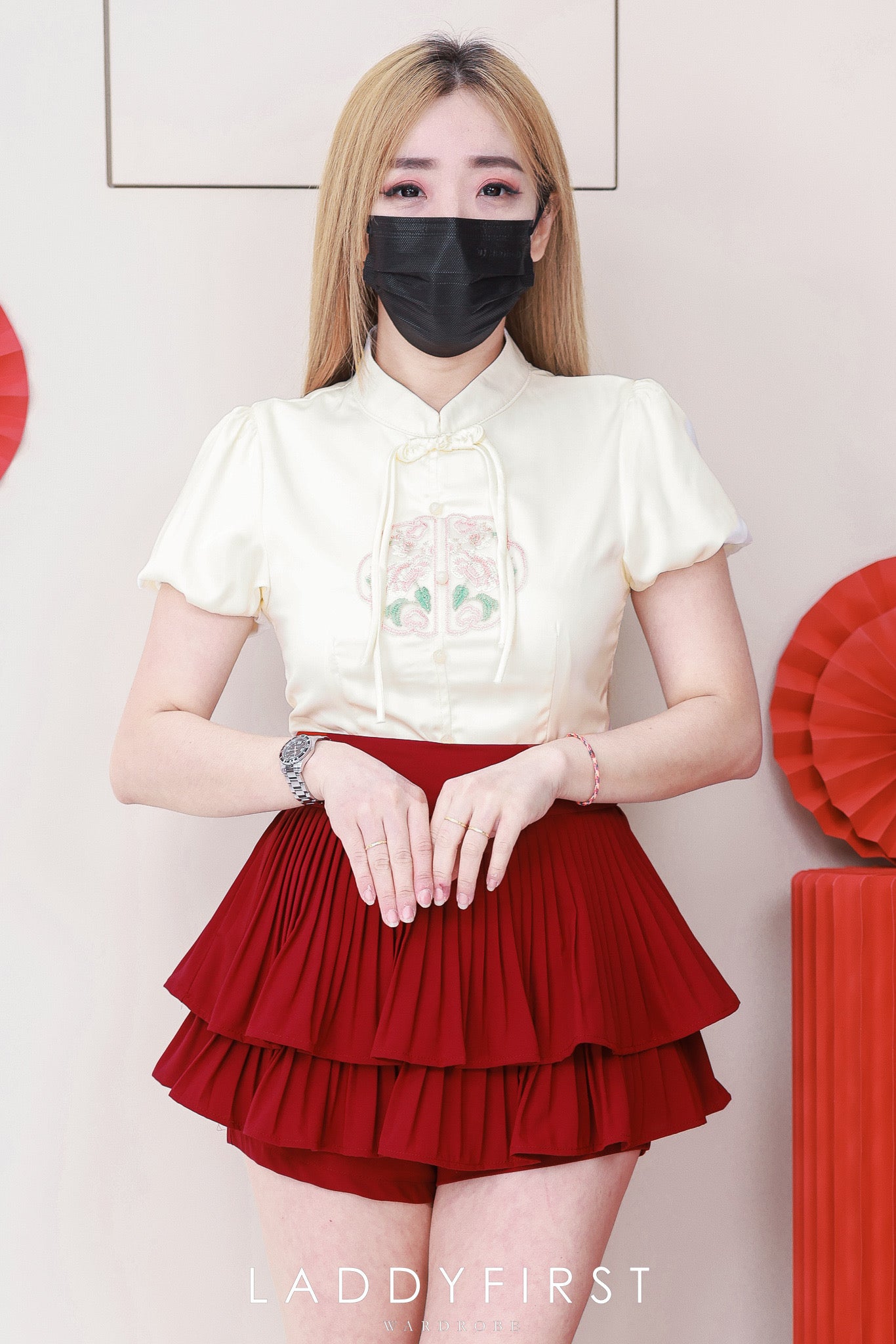 【S68135】【LFW独家小圆饼】【直播间搭配】双层蛋糕百褶荷叶边高腰显瘦西装裙子，内层防走光短裤 ❤️❤️ 【C-R3-C5】