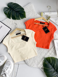 【T3475】LFW独家爆款高品质大U领纯棉弹力简约百搭出袖上衣 ❤❤ 【B-R2-C2】