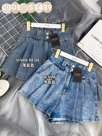 【S3439】【独家小圆饼】高品质COTTON JEANS牛仔弹力百褶设计牛仔高腰百搭短裤，有口袋 ❤️❤️ 【A-R1-C6】