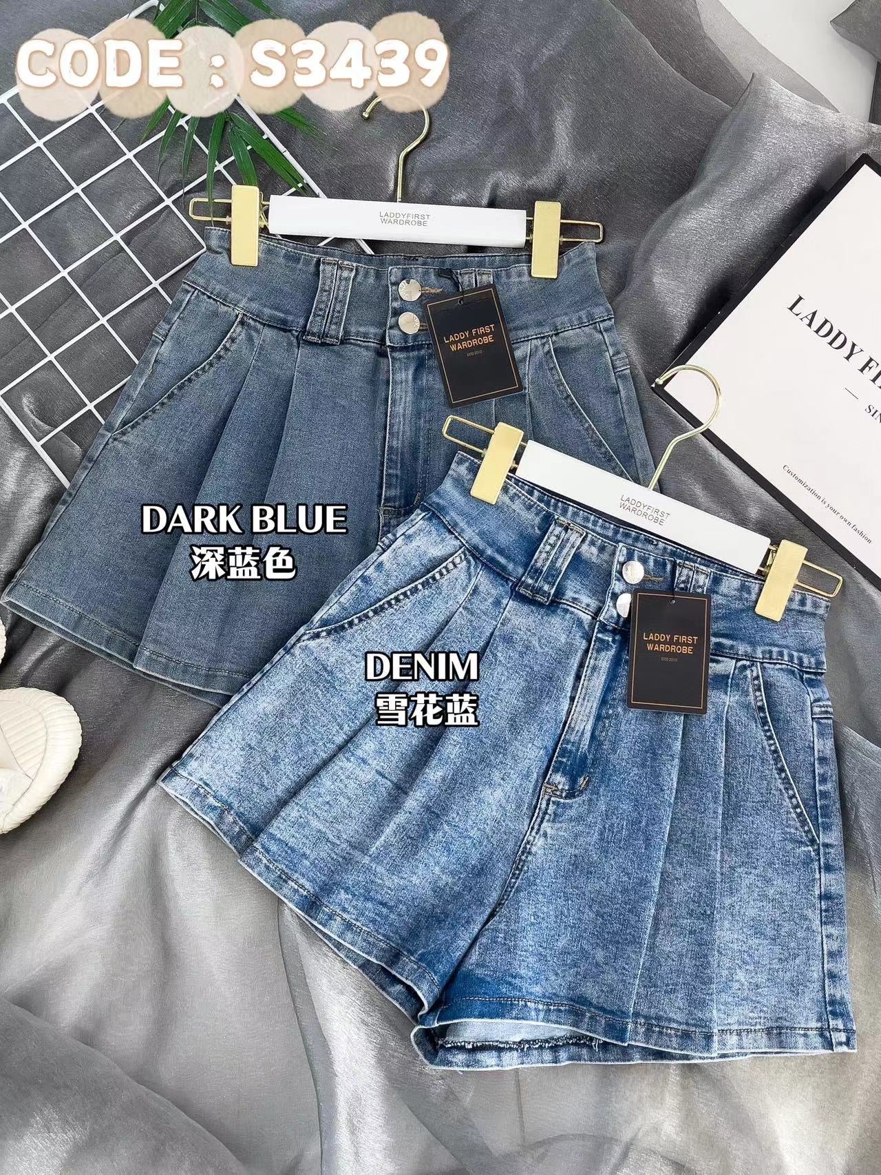 【S3439】【独家小圆饼】高品质COTTON JEANS牛仔弹力百褶设计牛仔高腰百搭短裤，有口袋 ❤️❤️ 【A-R1-C6】