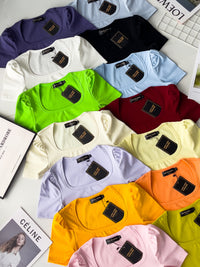 【T3329】独家爆款方领短袖纯棉弹力简约休闲百搭上衣 ❤️❤️ 【A-R3-C2】