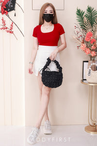 【T50156】独家爆款高品质大U领短袖纯棉弹力简约日常百搭款上衣 ❤❤ 【B-R1-C1】