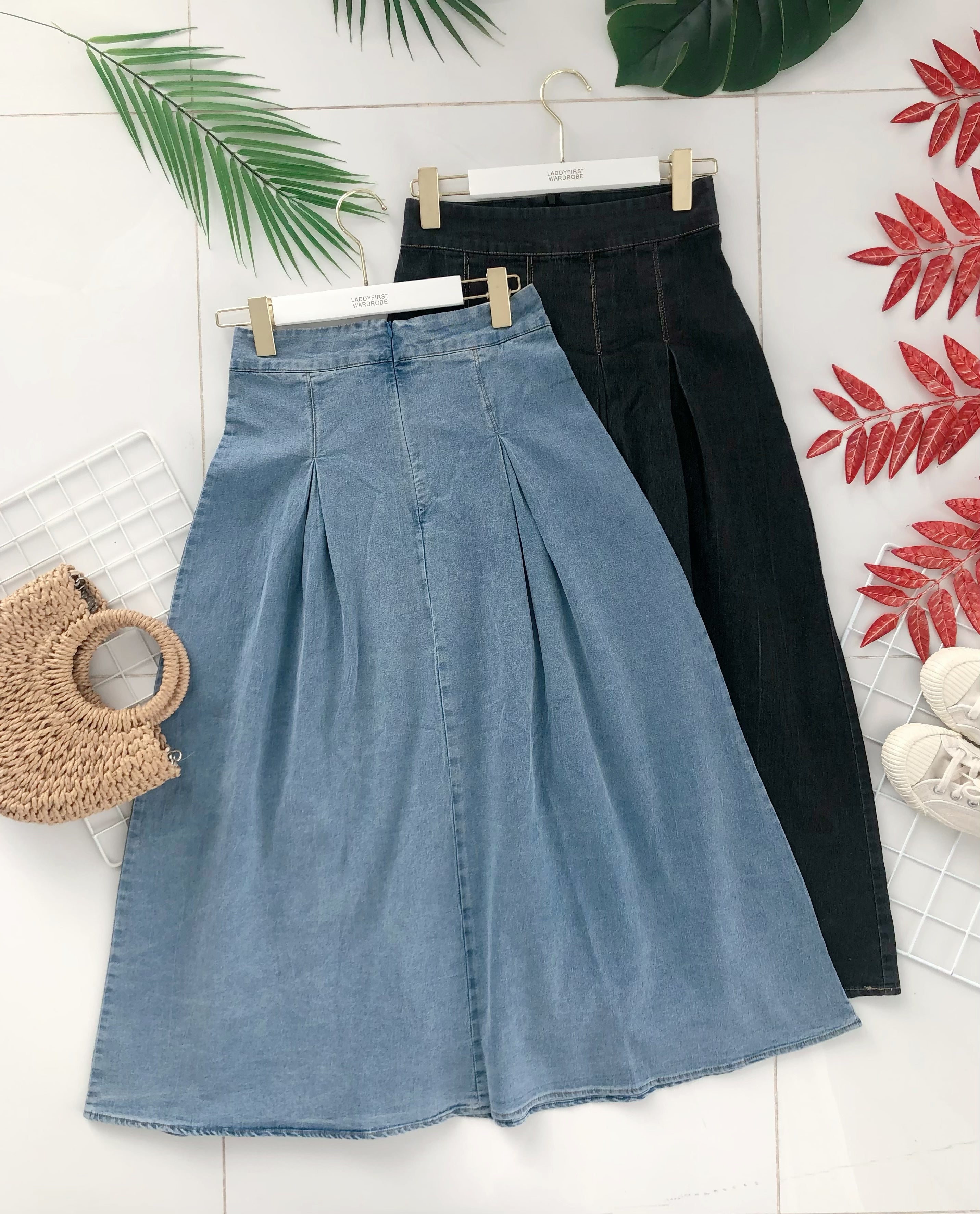 【L121388】韩版气质牛仔大摆裙高腰百搭长裙 ❤️❤️