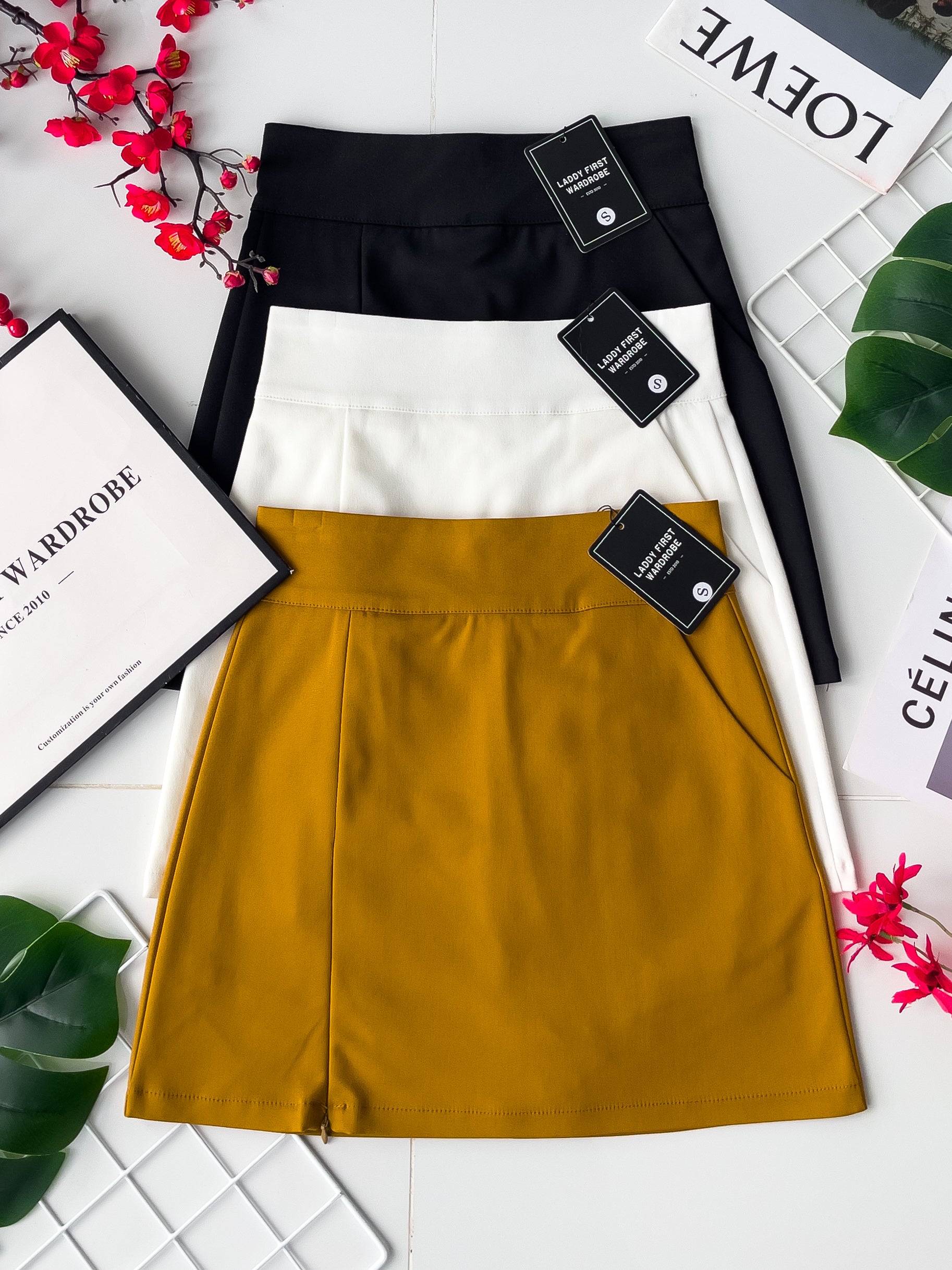 【S7973】独家爆款高品质A字裙西装高腰百搭裤裙，前裙后裙有口袋，右边拉链开叉设计 【C-R1-C6】