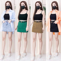 【S9546】高品质简约高腰显瘦A字牛仔百搭裙子，内层有里布短裤有口袋 ❤️❤️【D-R3-C3】