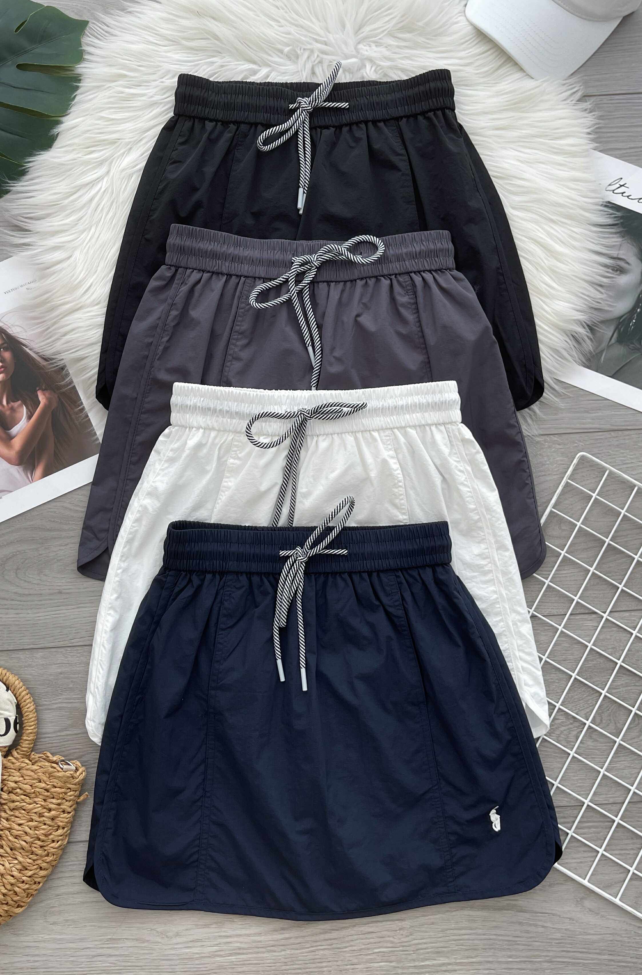 【S653】高品质雪纺抽绳松紧弹力POLO刺绣休闲运动裙子，内有里布短裤，有口袋 ❤️❤️【A-R2-C1】