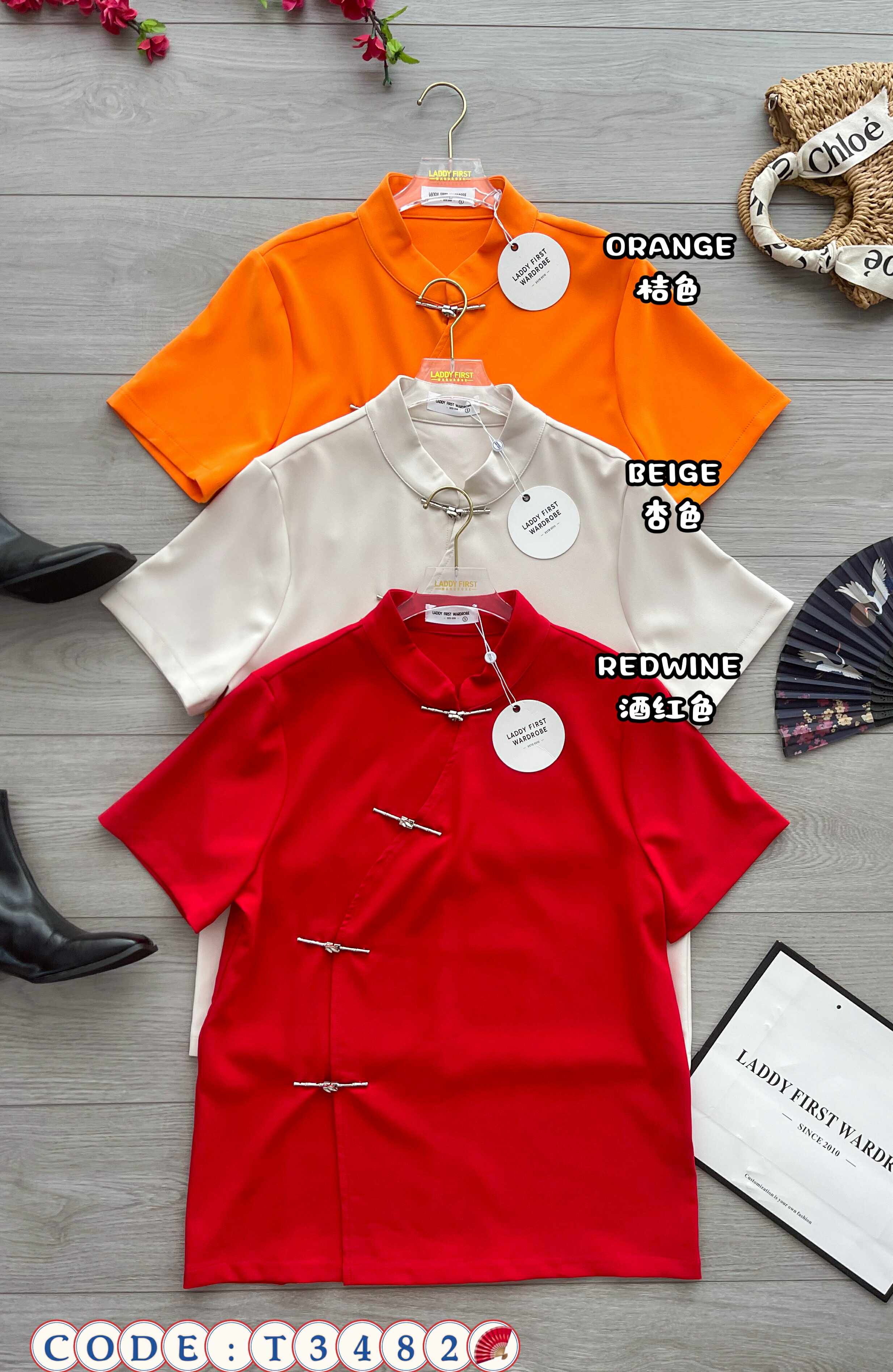 【T3482】【LFW独家小圆饼】高品质男女同款西装短袖金属盘扣唐装旗袍上衣，有口袋 ❤️❤️