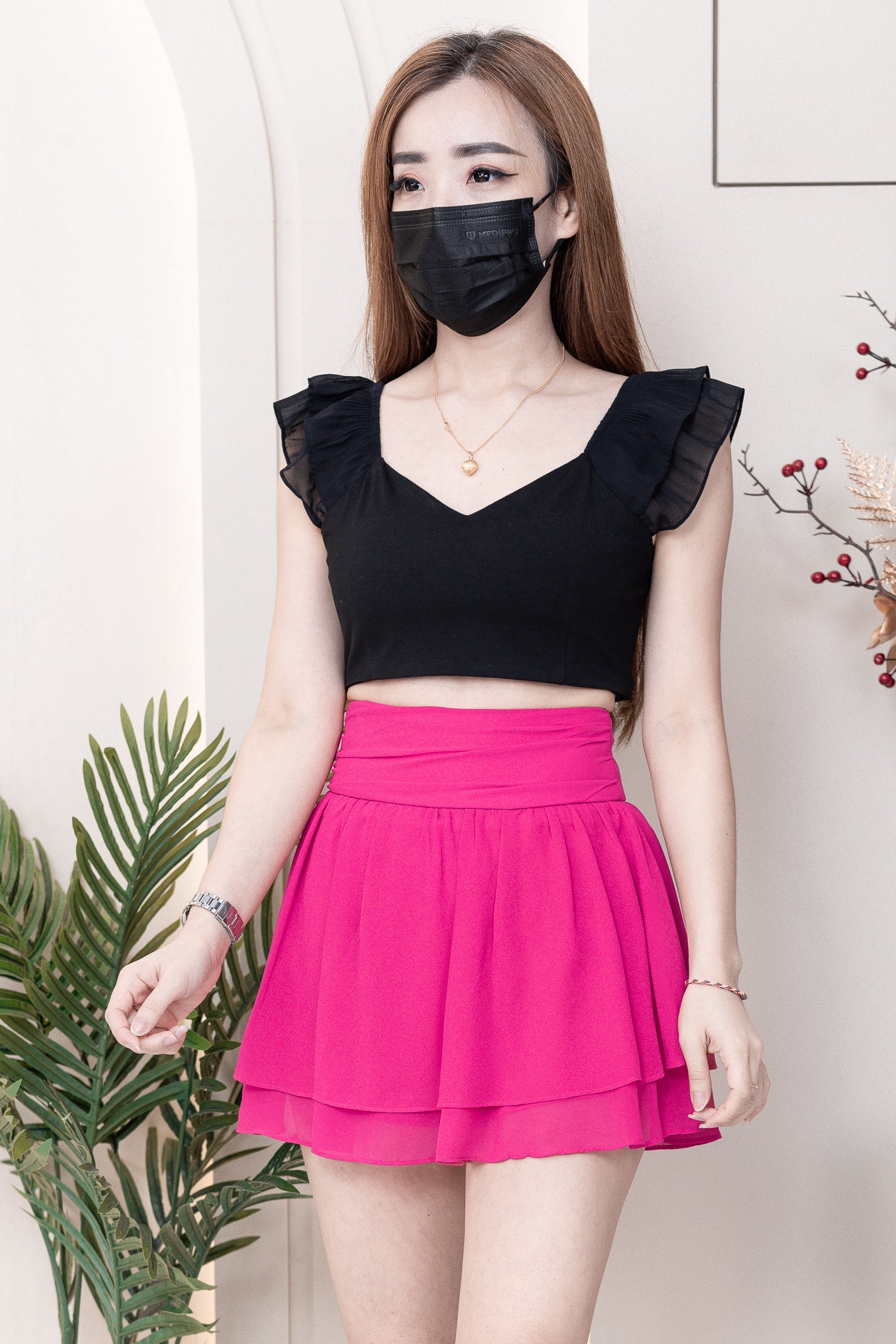 【S681131】‼️爆单王再次到货‼️【独家小圆饼】高质量西装拼雪纺蓬蓬高腰裙子【A-R3-C4】