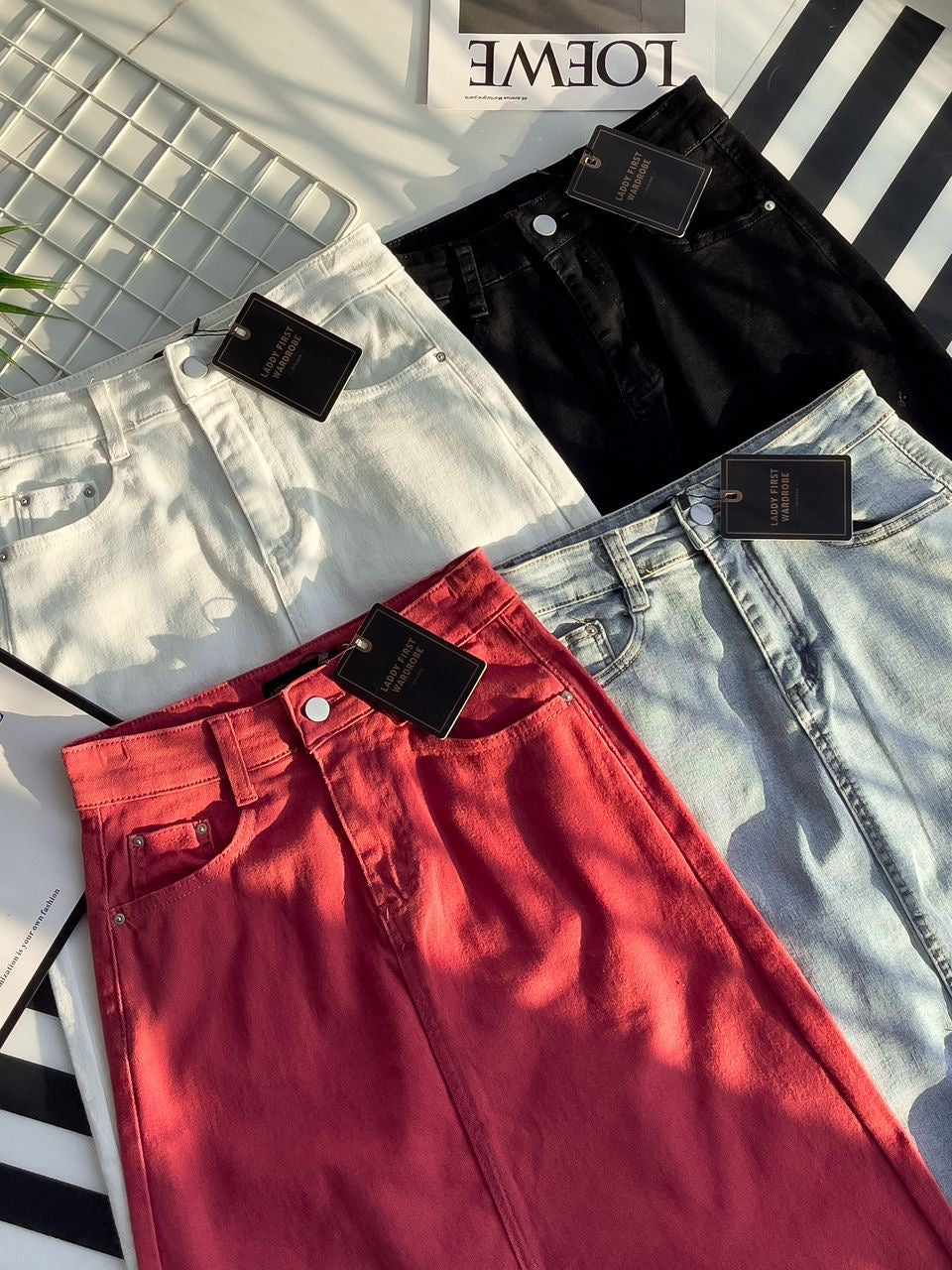 【L765】高品质COTTON JEANS牛仔弹力韩版七分高腰开叉裙子，有口袋 ❤️❤️