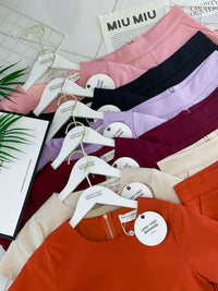 【SS8229971】【LFW独家小圆饼】高品质两件式西装时尚套装 圆领短袖百搭上衣➕西装高腰百搭短裤，有口袋 ❤️❤️ 【E-R2-C2】