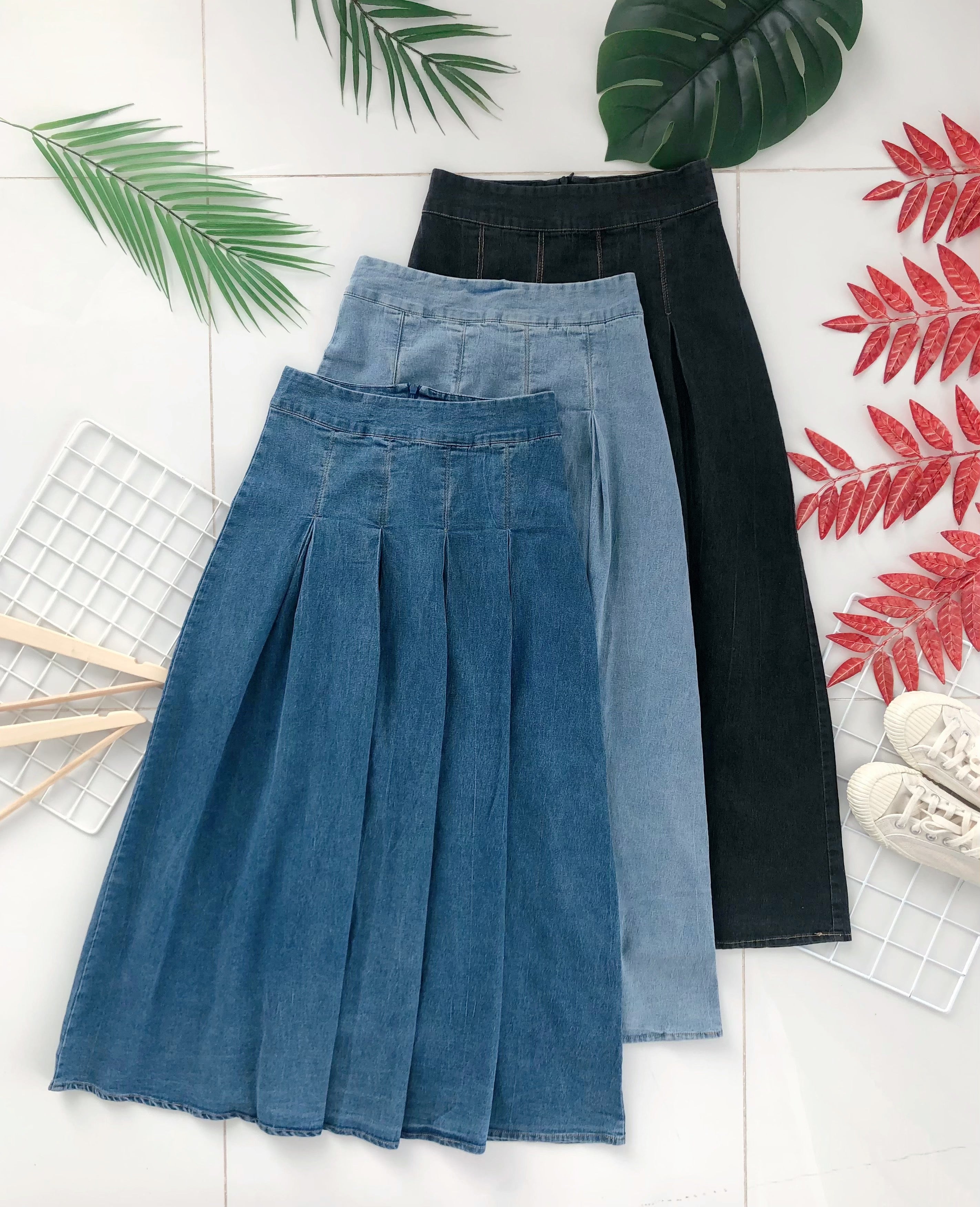 【L121388】韩版气质牛仔大摆裙高腰百搭长裙 ❤️❤️