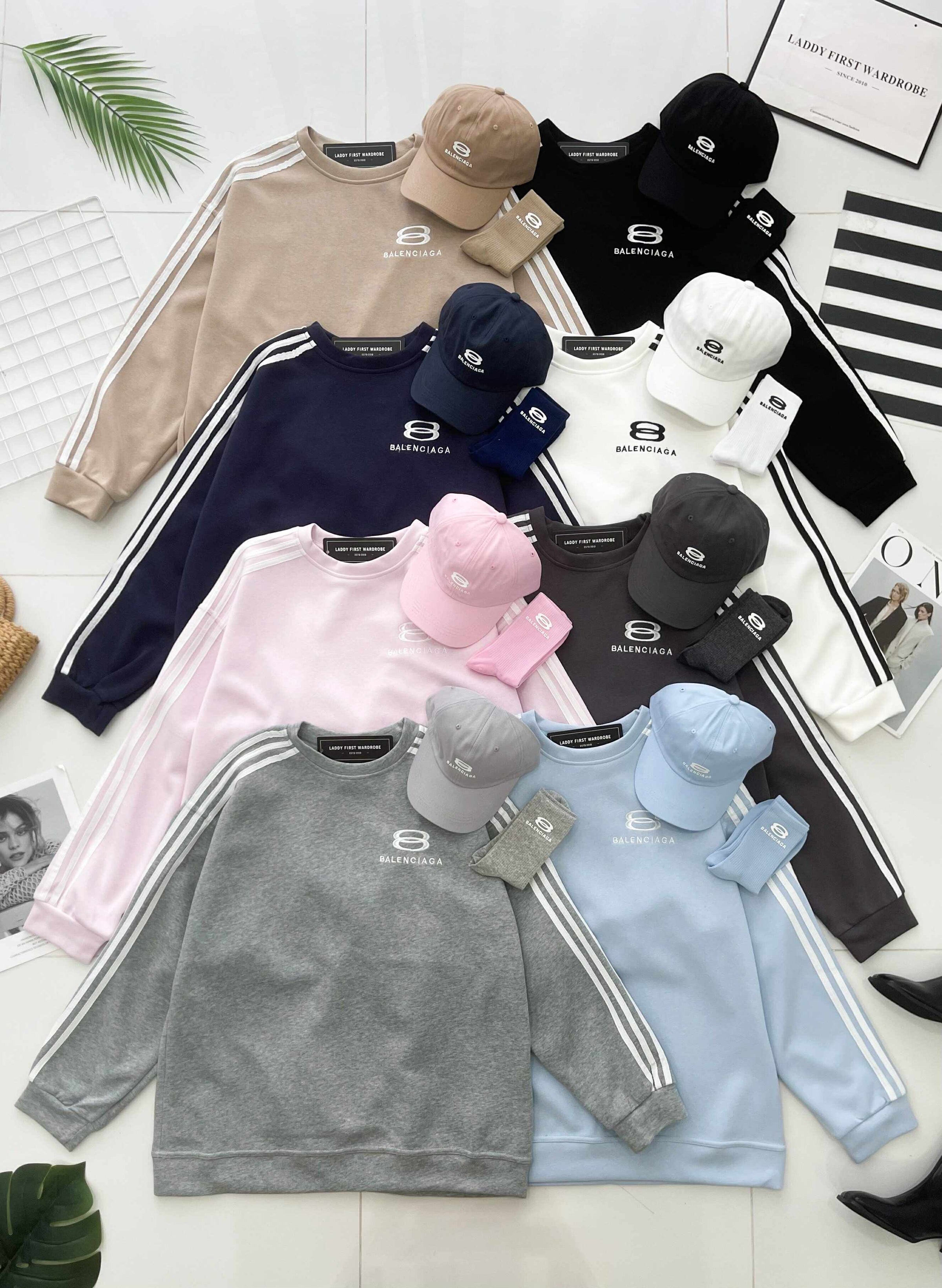 【O80112】高品质三件套男女同款厚实卫衣棉Oversized 潮流时尚长袖上衣 ❤️❤️ 上衣👕➕帽子🧢➕袜子🧦*【A-RU6】