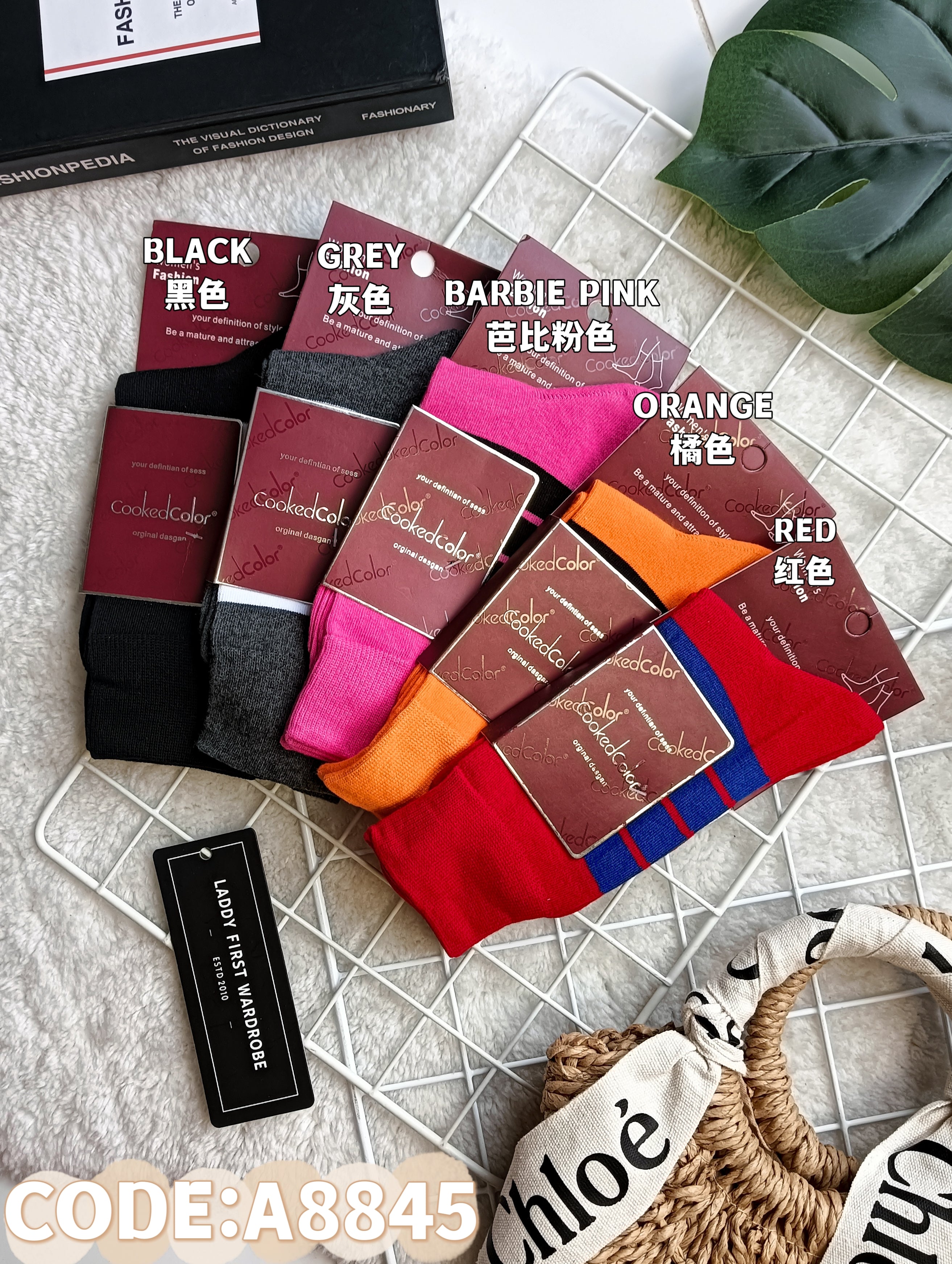 【A8845】高品质棉质Ins风韩版百搭潮透气中长筒袜子 🧦 #透气不闷脚