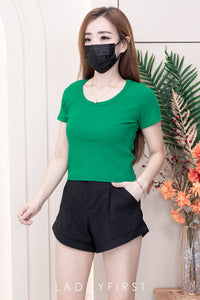 【T9001】独家爆款大U领螺纹弹力休闲百搭上衣【B-R1-C1】