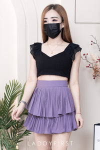 【S68114】【独家小圆饼】双层蛋糕百褶荷叶边高腰显瘦西装裙子，内层里布短裤【B-R1-C2】