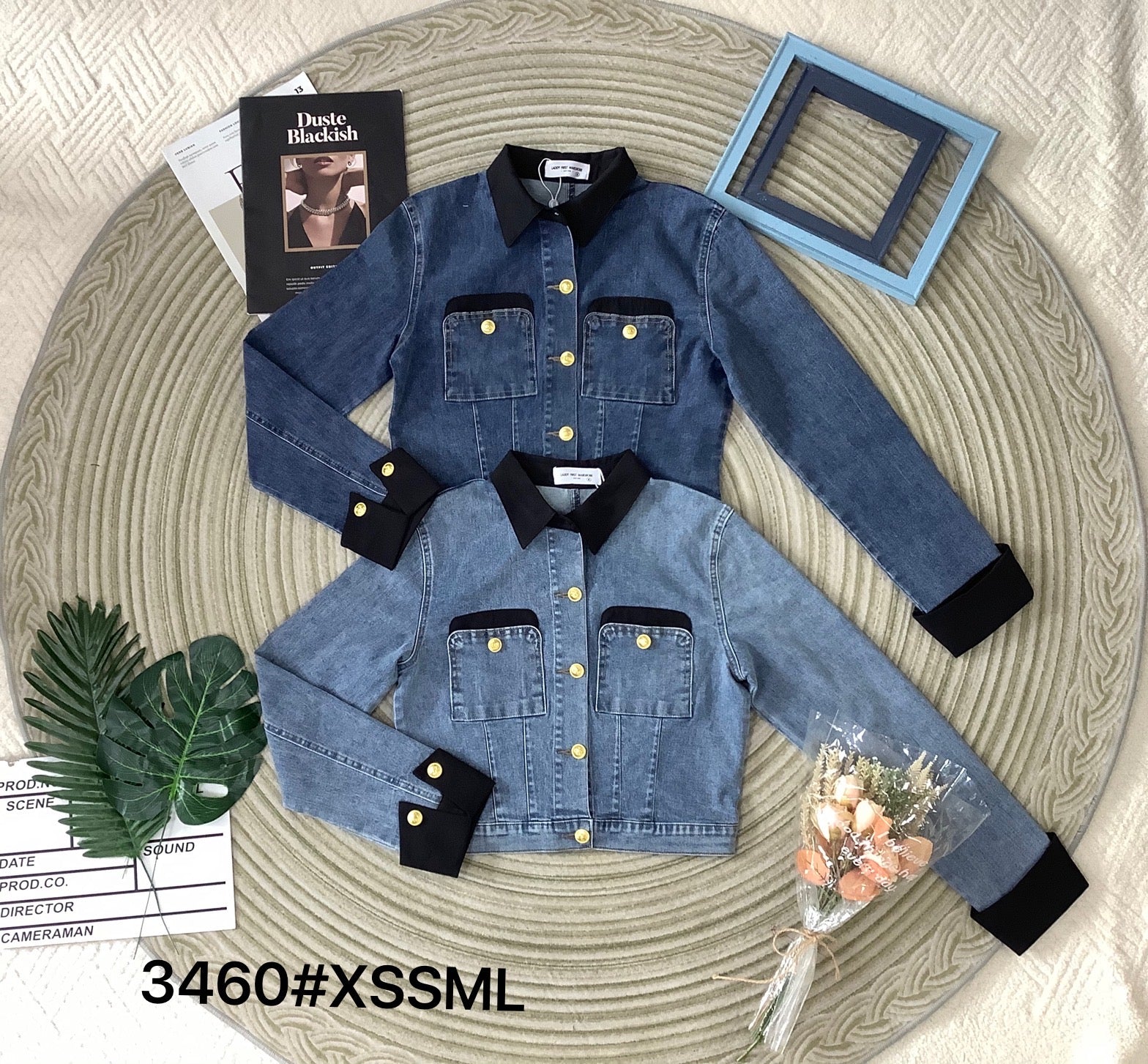 【JK3460】【LFW独家小圆饼】高品质COTTON JEANS精致纽扣翻领长袖百搭牛仔外套 ❤❤