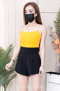 【T3402】方领压褶收身设计细带无袖纯棉弹力内搭上衣 ❤❤ 【B-R1-C2】