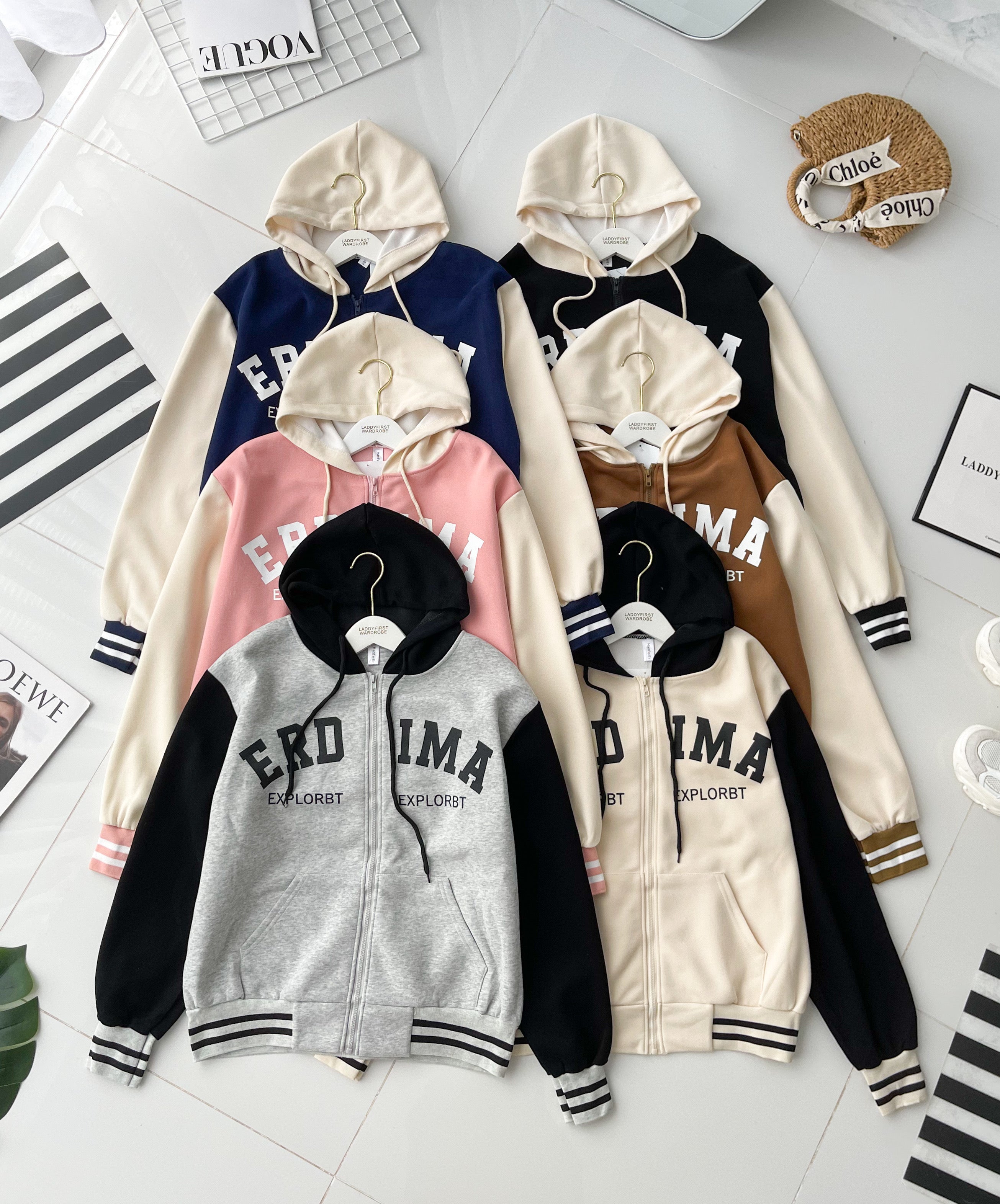 【JK902】高品质卫衣棉气质棒球连帽长袖外套，有口袋 ❤❤