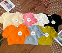 【T3454】【LFW独家小圆饼】高品质厚棉皱褶短袖纯棉弹力简约休闲百搭上衣 ❤❤ 【A-R1-C1】