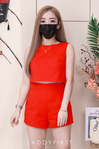 【SS3445】【LFW独家小圆饼】高品质两件式简约百搭短西装时尚套装 无袖西装百搭上衣,后中拉链➕万能西装高腰百搭短裤，有口袋 ❤️❤️ 【E-R2-C2】