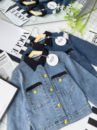 【JK3460】【LFW独家小圆饼】高品质COTTON JEANS精致纽扣翻领长袖百搭牛仔外套 ❤❤