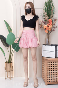 【S3362】【网站福利款✨】独家爆款收腰显瘦皱褶雪纺灯笼高腰短裤 ❤️❤️【A-R3-C2】