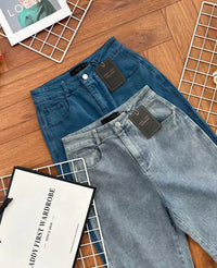 【L98655】独家爆款高品质COTTON JEANS牛仔弹力收口束脚高腰休闲百搭长裤，有口袋 ❤️❤️ #牛仔弹力面料【A-R3-C1】