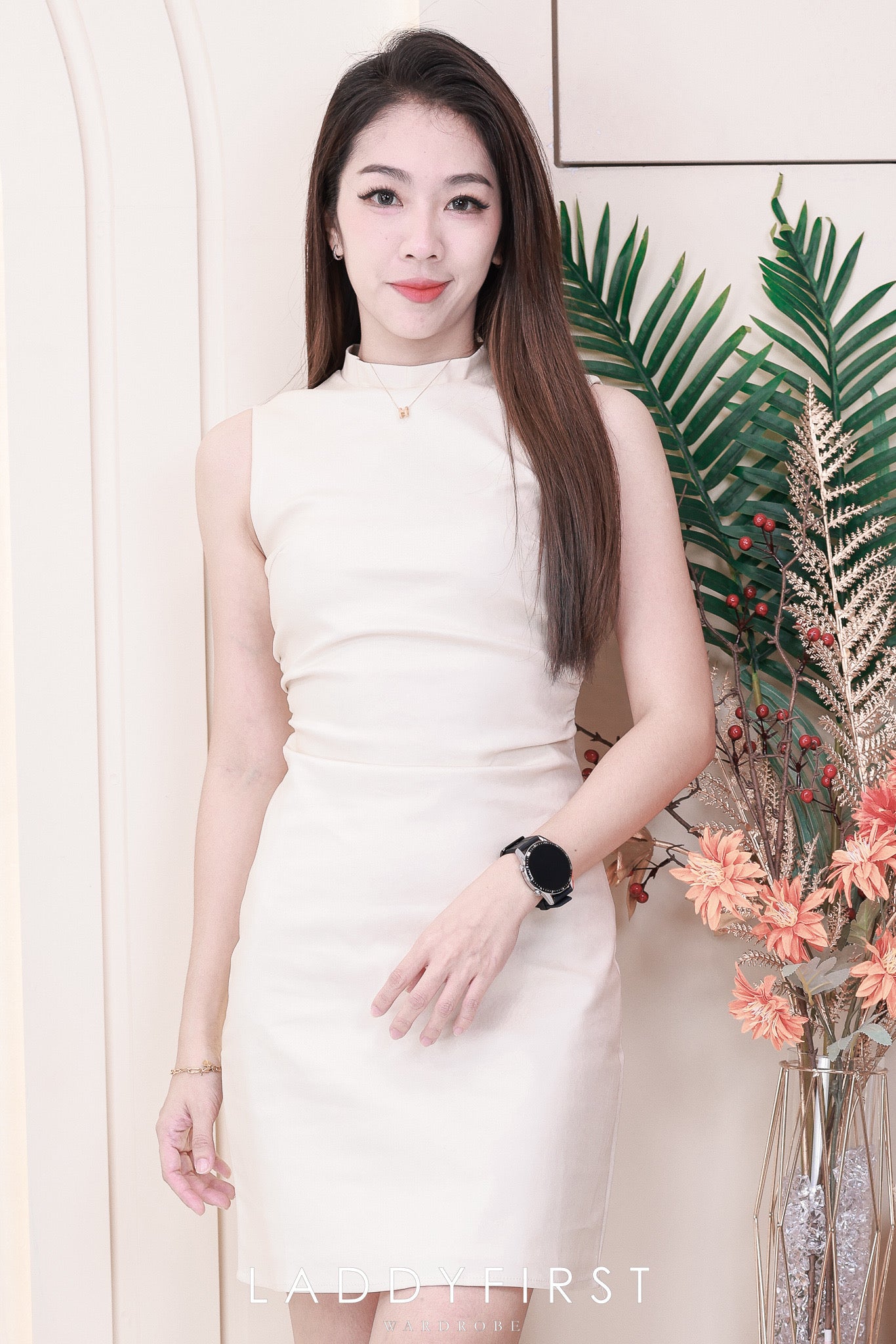 【D5709】气质简约西装弹力无袖连身裙子，内层有里布短裤