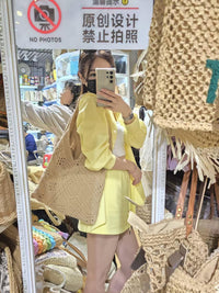 【P7287】✨现货✨高质量INS风镂空单肩编制沙滩包 ❤️